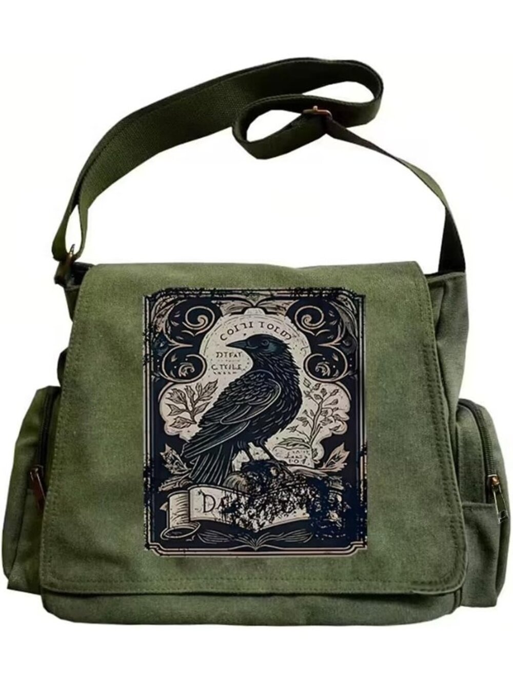 🎃Women's Raven Pattern Messenger Bag Canvas Crossbody Bags Purses with Pockets